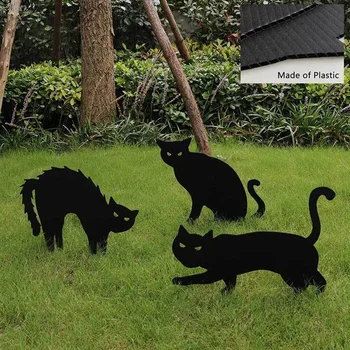 Cadılar bayramı Siyah Kedi Bahçe Siluet Stakes Cadılar Bayramı Süs Kedi Siluet Süslemeleri Yard Burcu Avlu Çim Korkunç Dekor