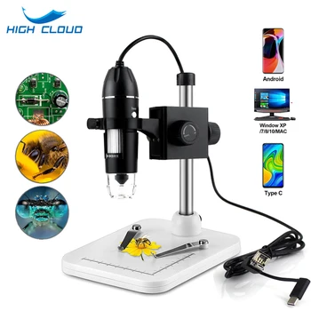 1600X3 in 1 USB Dijital Mikroskop Tip-C elektronik Mikroskop Kamera Zoom Büyüteç Endoskop 8 LEDs cep telefonu tamir için