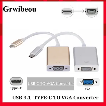 Grwıbeou Tip C Dişi VGA adaptör kablosu USB 3.1 VGA adaptörü için Yeni Macbook Yüzey Pro Sıcak Satış USB C VGA Dönüştürücü