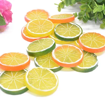 10 Adet 2 inç Yapay Meyve Simülasyon Limon Dilimleri Mutfak Pretend Meyve Düğün Parti Sahte Limon Dekorasyon Malzemeleri