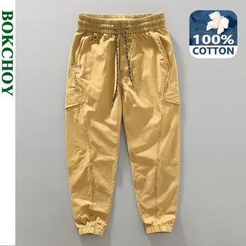 2022 Sonbahar Kış Yeni Rahat Moda Tüm Maç kargo pantolon Gençlik erkek Saf Pamuk Gevşek Retro Pantolon E9066