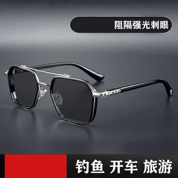 Polarize Kare Metal Güneş Gözlüğü Kadın Erkek 2022 Trend Ürünleri Polaroid Araba sürüş gözlükleri Çift Kiriş Oculos Masculino