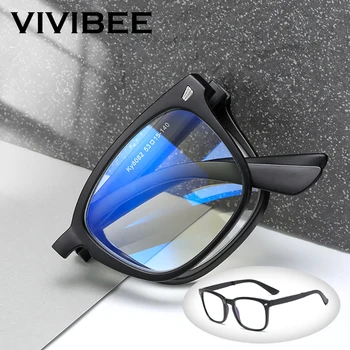VIVIBEE katlanır Anti mavi ışık engelleme gözlük erkekler kare klasik siyah çerçeve bilgisayar gözlük 2022 kadın