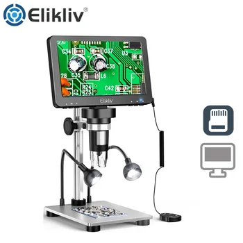 Elikliv DM9 7 İnç 1080P LCD Dijital Mikroskop 50X-1200X Lehimleme Elektronik Mikroskoplar LED ışıkları İle Desteği pc bilgisayar