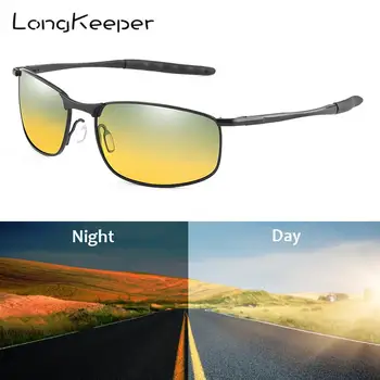 LongKeeper Fotokromik Güneş Gözlüğü Erkekler Gündüz gece görüş gözlüğü Sürücü Gözlük Kadın Güneş Gözlüğü Sarı Lens sürüş gözlükleri