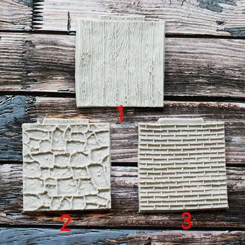 Yeni Yaratıcı Arnavut kaldırımı Taş Tuğla Duvar Ağacı Kabuğu silikon kalıp Fondan Kek Dekorasyon Aracı Embosser Pişirme Kalıp mutfak gereçleri
