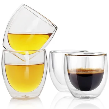 80ml 150ml Çift Duvar Yalıtımlı Latte Kahve Fincanları İçme Çay Espresso Kupalar viski bardağı Bardak Drinkware