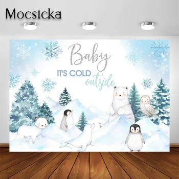 Mocsıcka Bebek Duş Zemin Onun Soğuk Dışında Bebek Duş Parti Süslemeleri Çocuk Kış Kar Fotoğraf Arka Plan Stüdyo Sahne