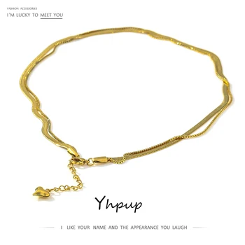 Yhpup Statement Snake Chain Multi-Layer Choker Necklace Joyería Acero Inoxidable Mujer бижутерия для женщин Jewelry Women