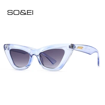 SO & EI Ins Popüler Moda Kedi Gözü Kadın Güneş Gözlüğü Retro Marka Tasarımcısı Floresan Yeşil Gözlük Shades UV400 Erkekler güneş gözlüğü