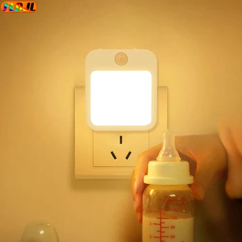 Hareket sensörlü LED Gece ışıkları ABD / AB Tak Kısılabilir dolap ışığı İçin Bebek Başucu Yatak Odası Koridor Akıllı Kablosuz Gece Lambası