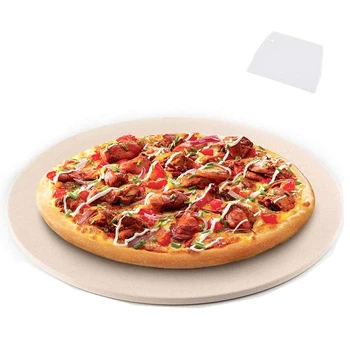 Pizza taşı, ızgara ve fırın için yuvarlak pizza taşı, Pizza yapımı, biftek, Kalın inç Kordierit Pizza tavası, Pişirme ve Pişirme
